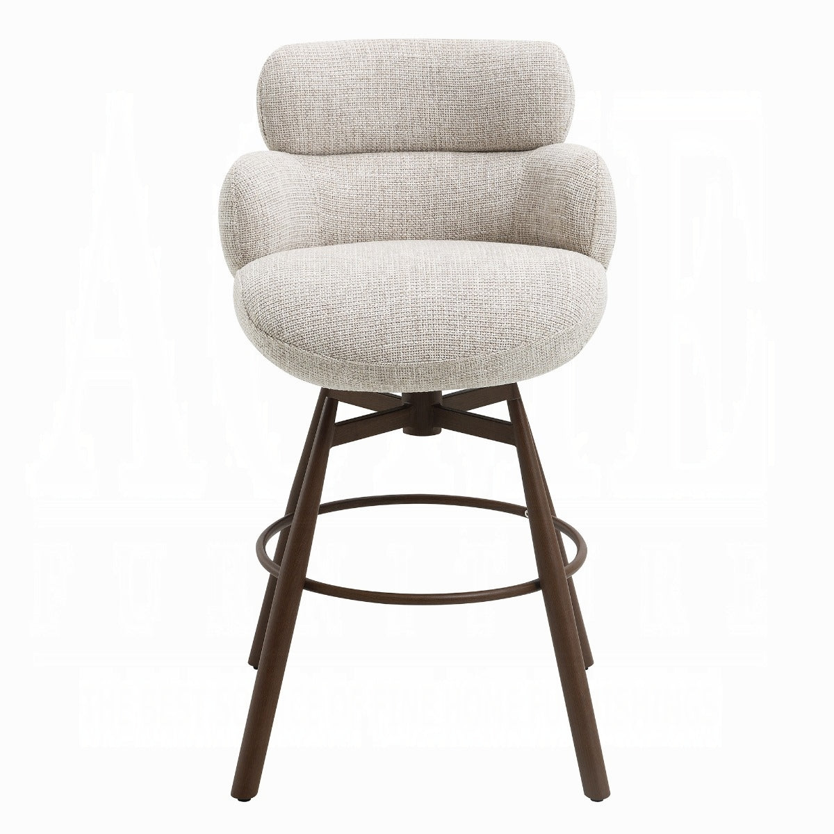 Jena Bar Chair w/Swivel - Beige Chenille & Walnut