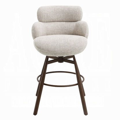 Jena Bar Chair w/Swivel - Beige Chenille & Walnut