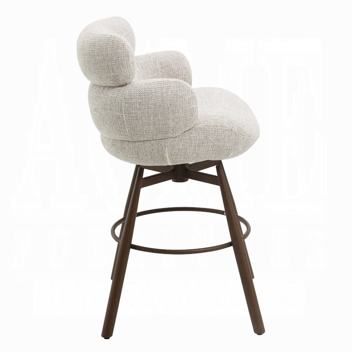 Jena Bar Chair w/Swivel - Beige Chenille & Walnut