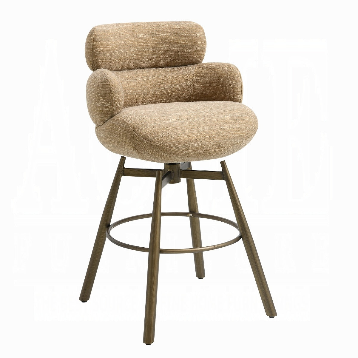Jena Bar Chair w/Swivel - Taupe Chenille & Bronze