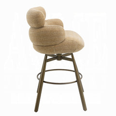 Jena Bar Chair w/Swivel - Taupe Chenille & Bronze