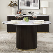 Mesa de comedor redonda Clayten de 52" de diámetro con mármol