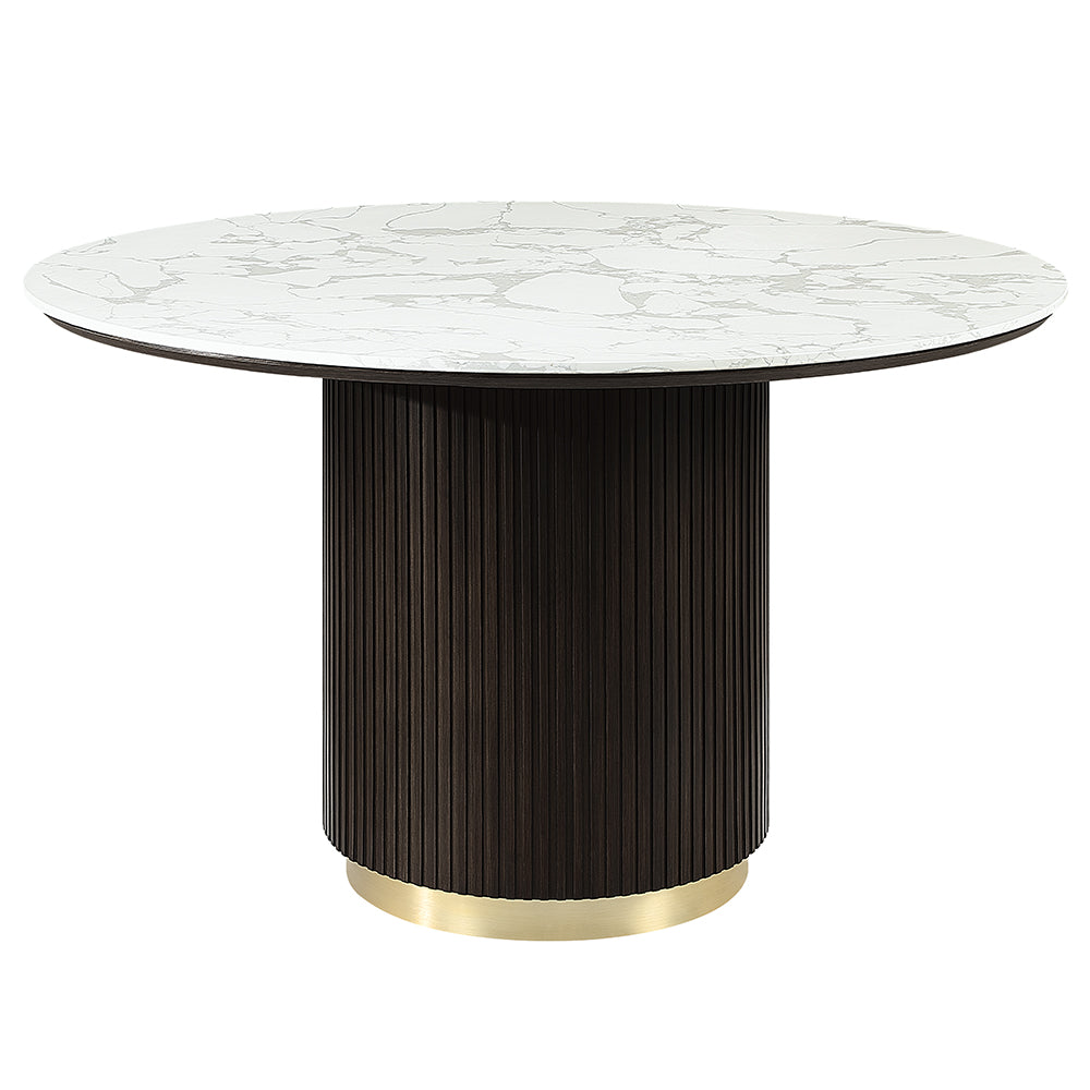 Mesa de comedor redonda Clayten de 52" de diámetro con mármol