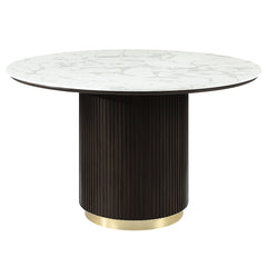 Mesa de comedor redonda Clayten de 52" de diámetro con mármol