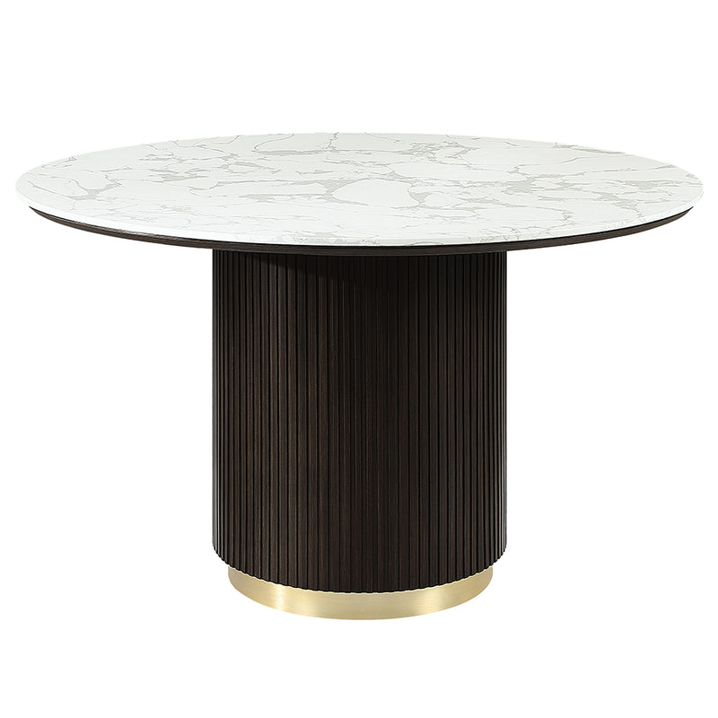 Mesa de comedor redonda Clayten de 52" de diámetro con mármol