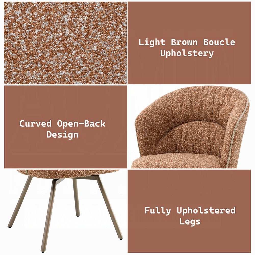 Lidi Side Chair (Set of 2) - Rust Orange Boucle