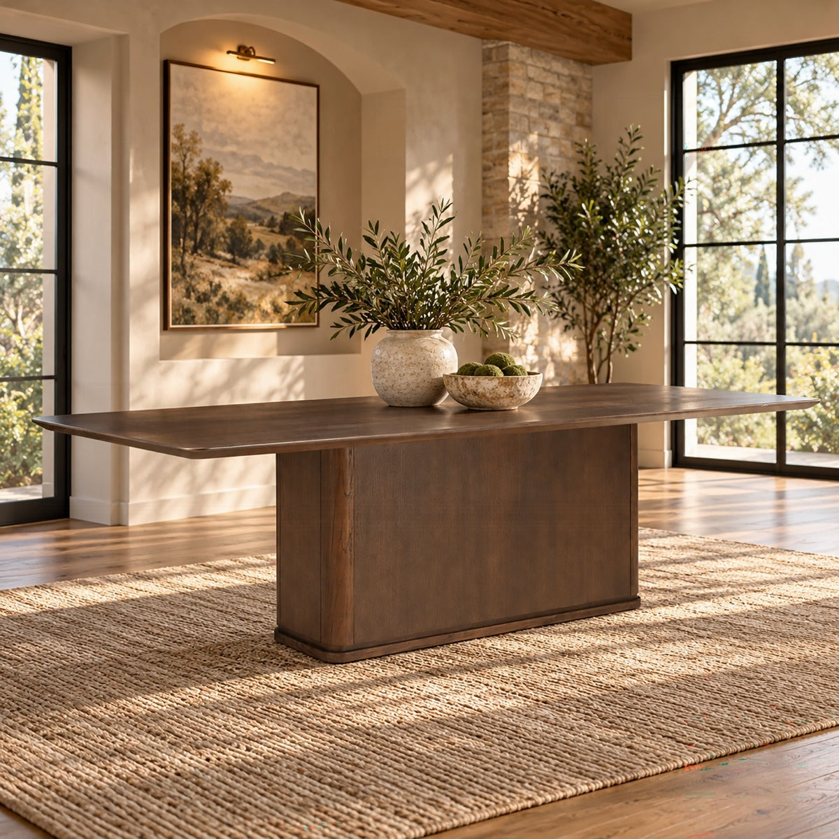 Koen Dining Table - Brown Oak (42"D x 108"W)