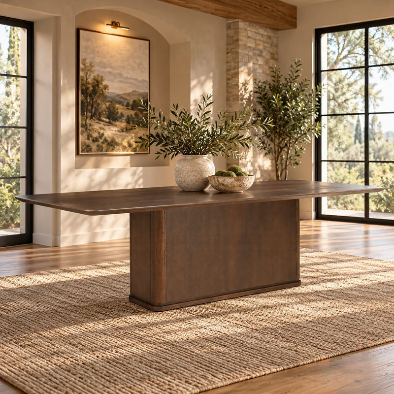 Koen Dining Table - Brown Oak (42"D x 108"W)