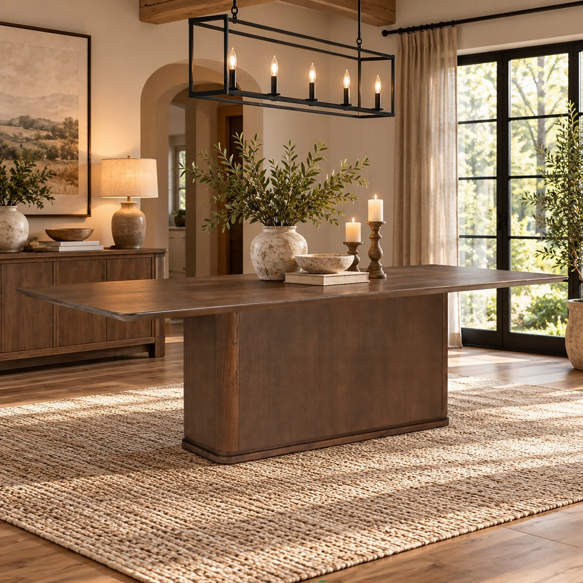 Koen Dining Table - Brown Oak (42"D x 108"W)