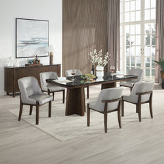Estella Side Chair (Set of 2) - Gray Leatherette & Walnut