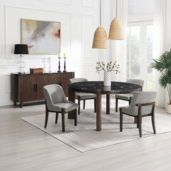 Estella Side Chair (Set of 2) - Gray Leatherette & Walnut
