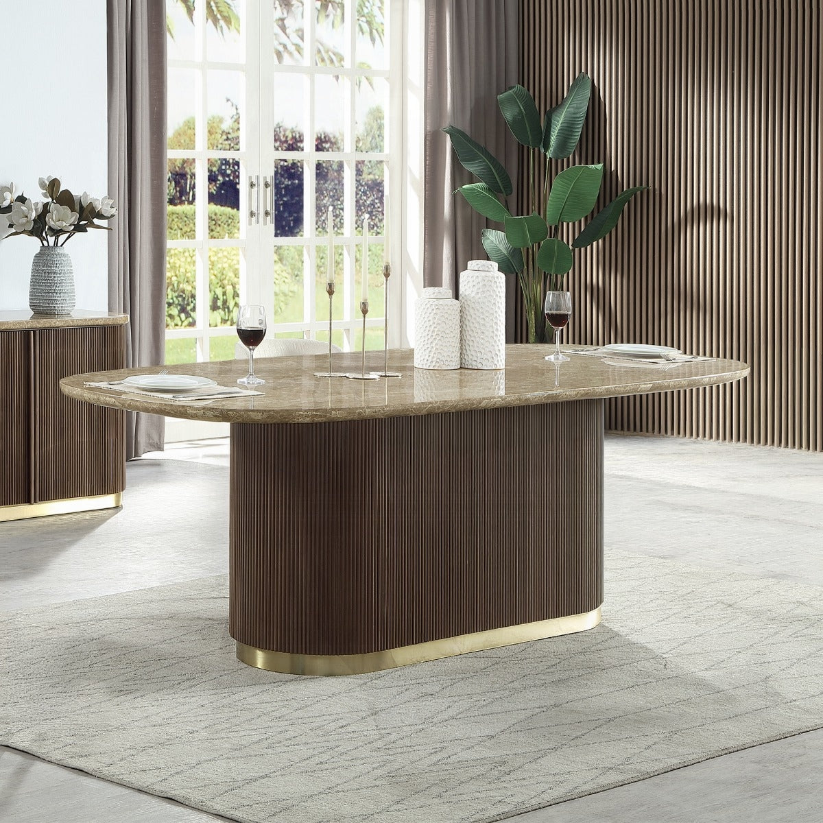 Clayten Dining Table w/Natural Marble Top