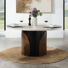 Rufina Round Dining Table w/Marble Top