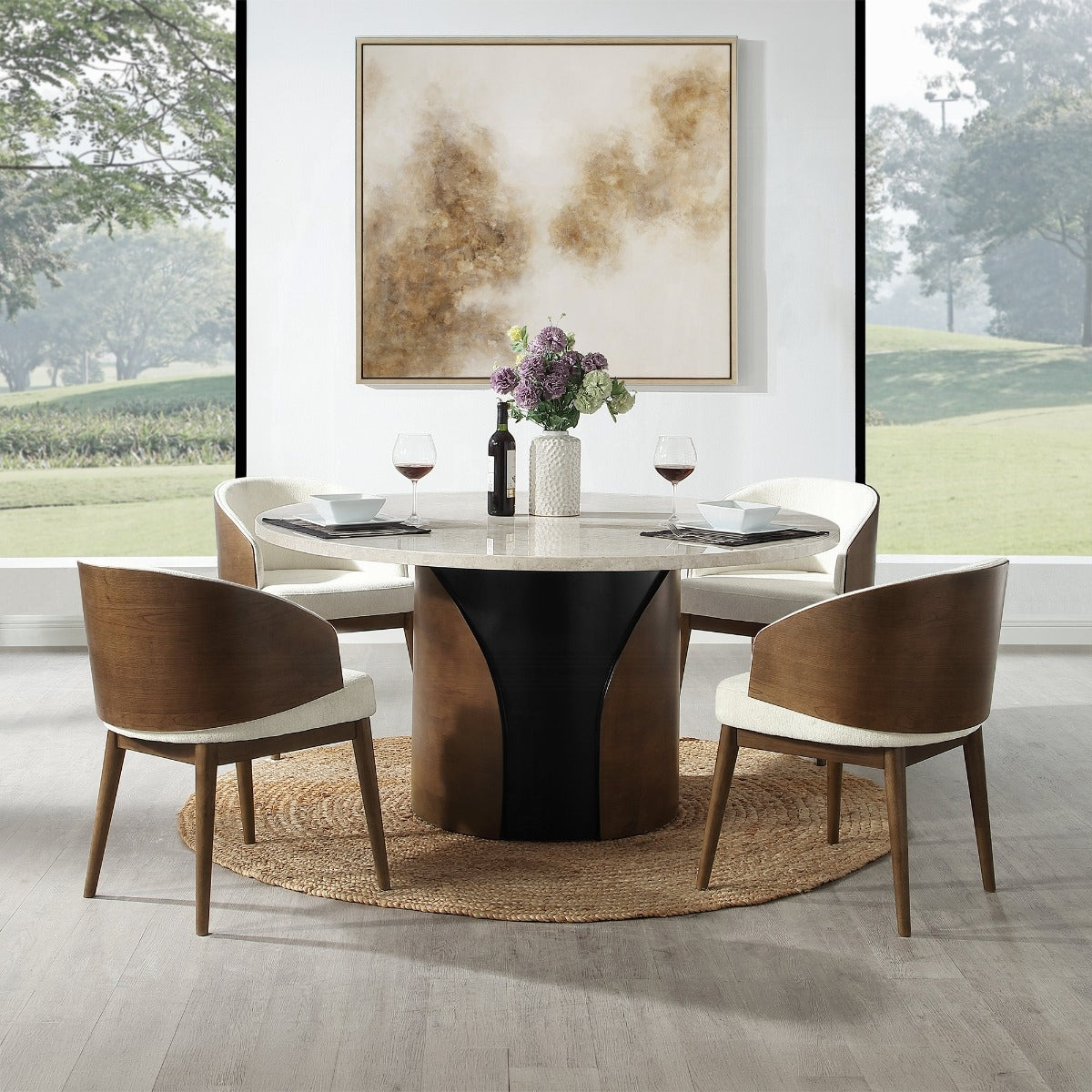 Rufina Round Dining Table w/Marble Top