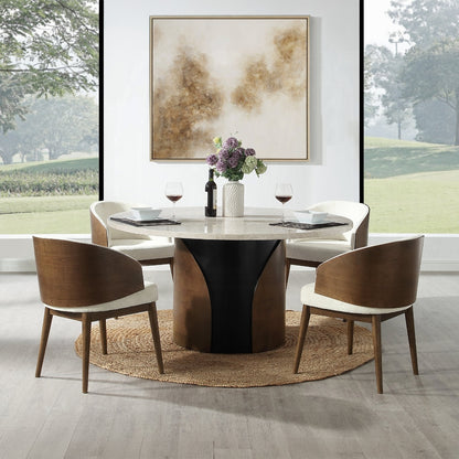 Rufina Round Dining Table w/Marble Top