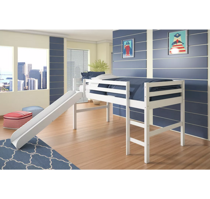 Cama tipo loft doble con tobogán