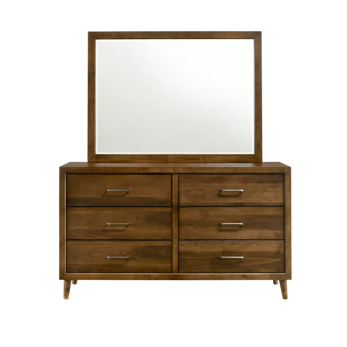 Malibu 6-Drawer Dresser & Mirror – Walnut