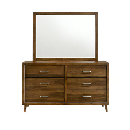 Malibu 6-Drawer Dresser & Mirror – Walnut