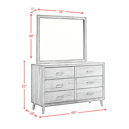 Malibu 6-Drawer Dresser & Mirror – Walnut