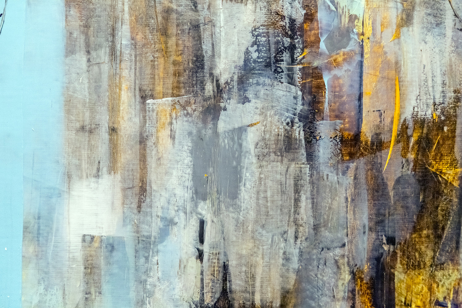 ''Blue Mist Urban Abstract'' Printed Wrapped Canvas