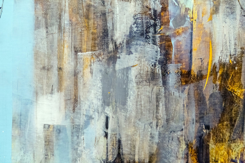 ''Blue Mist Urban Abstract'' Printed Wrapped Canvas