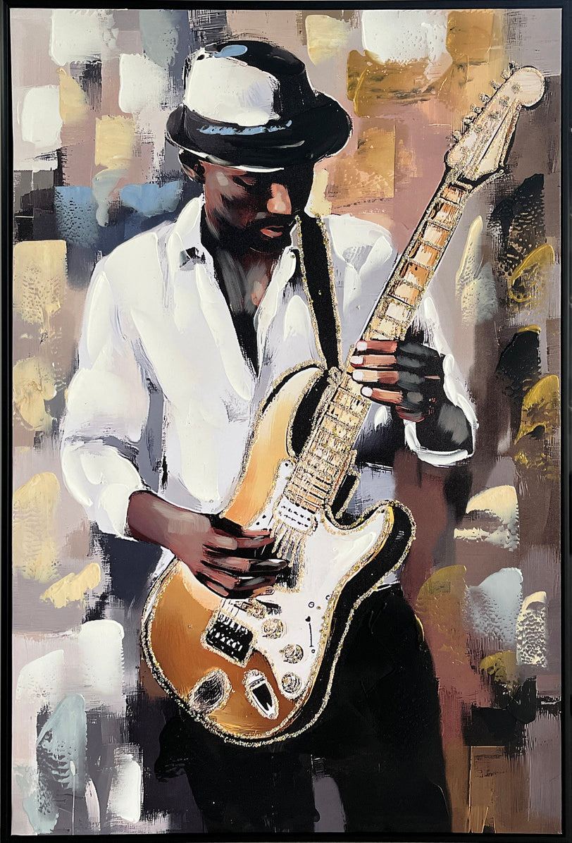 Midnight Riff I Hand-Embellished Canvas in Frame