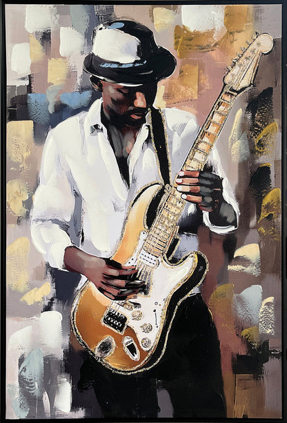 Midnight Riff I Hand-Embellished Canvas in Frame