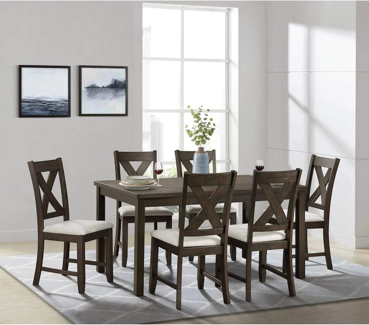 Alvin 60in 7 Piece Dining Set in Espresso