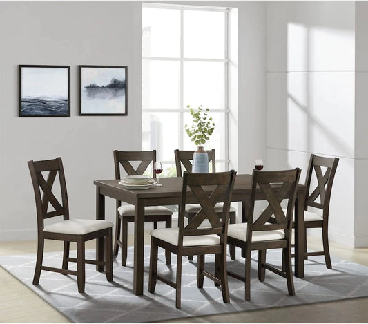 Alvin 60in 7 Piece Dining Set in Espresso