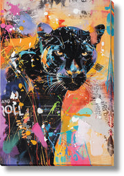 ''Electrified Urban Panther'' Hand-painted Wrapped Canvas