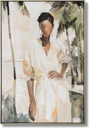 ''Radiant Muse in the Tropics'' Hand-painted Canvas in Frame