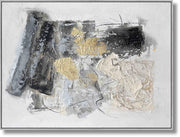''Gilded Monochrome Texture Abstract'' Hand-painted Canvas in Frame