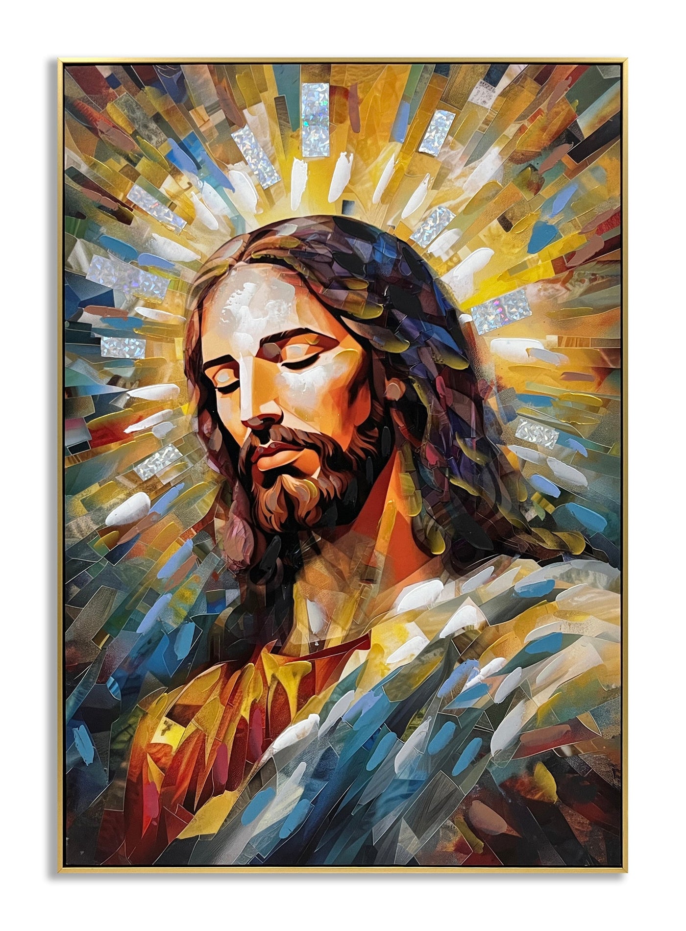 ''Jesus Facing Left'' Hand-painted Canvas in Frame