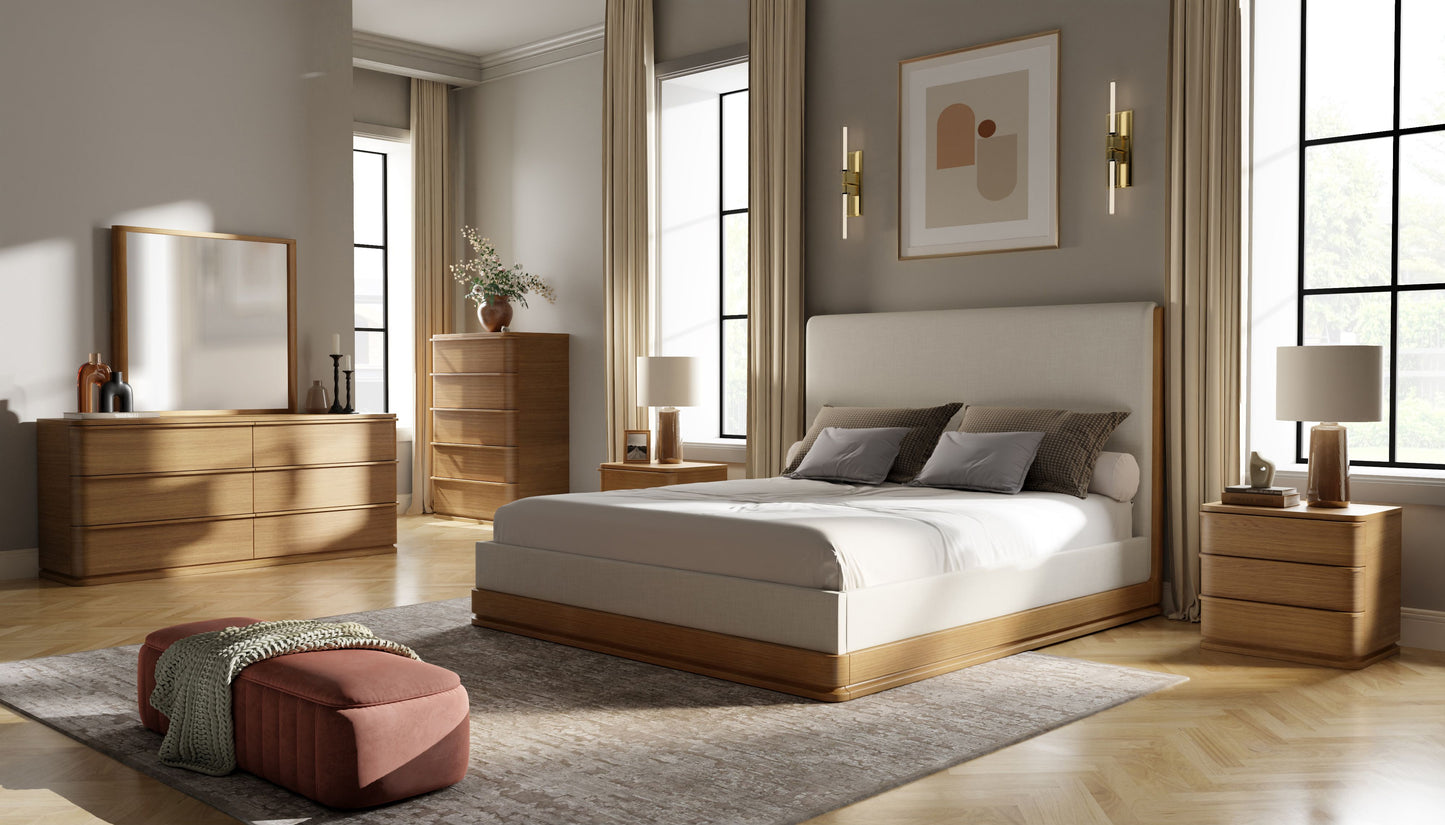 Zoey 3 - Drawer Rectangular Nightstand with Rounded Edges