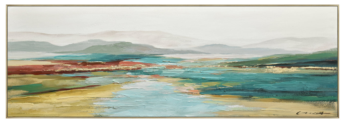 ''A Colorful Horizon'' Hand-painted Canvas in Frame