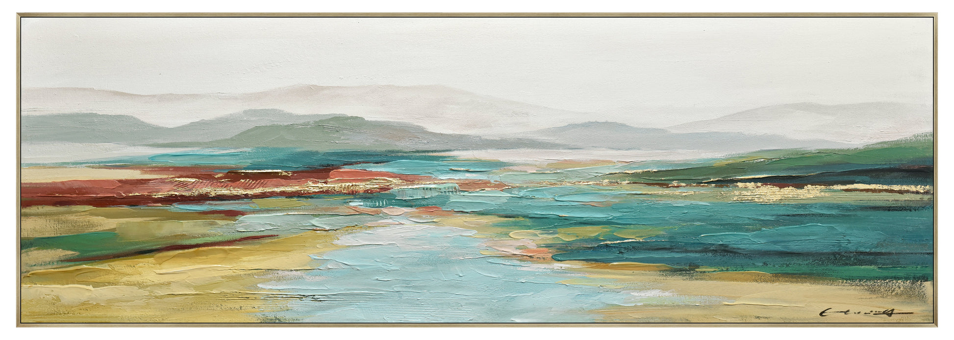 ''A Colorful Horizon'' Hand-painted Canvas in Frame