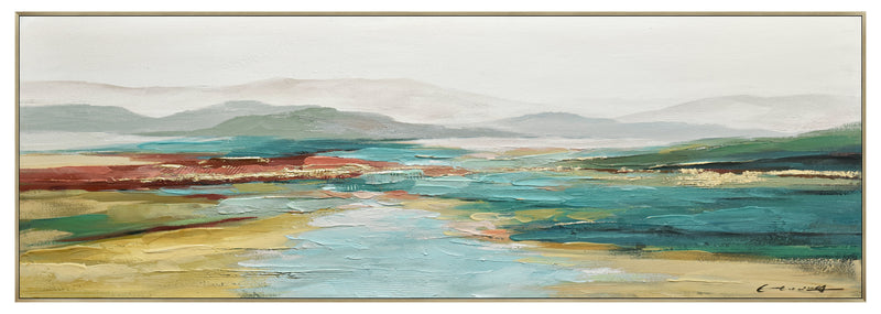 ''A Colorful Horizon'' Hand-painted Canvas in Frame