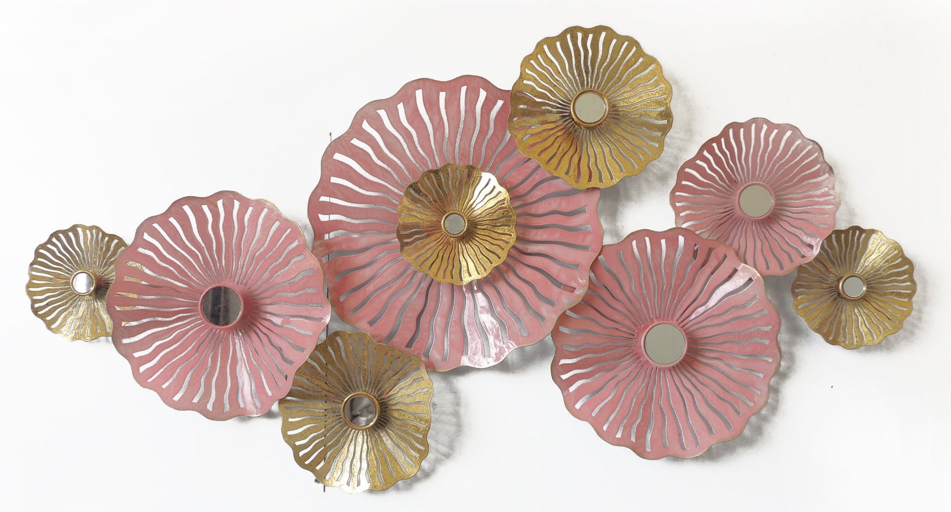 ''Pink and Gold Floral Art'' Metal Wall Art