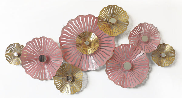 ''Pink and Gold Floral Art'' Metal Wall Art