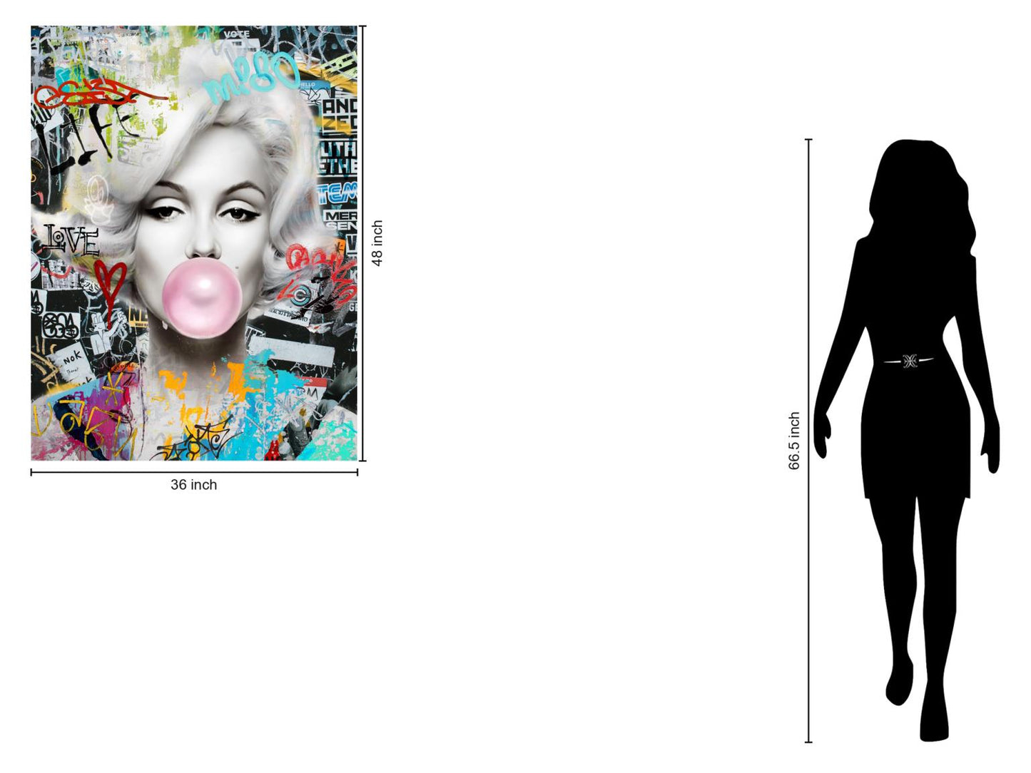 Pop Art Bubblegum Beauty Hand-Painted Gloss Canvas Wall Art