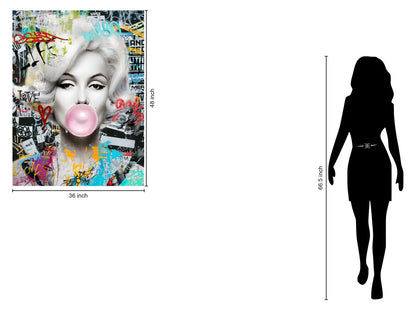 Pop Art Bubblegum Beauty Hand-Painted Gloss Canvas Wall Art