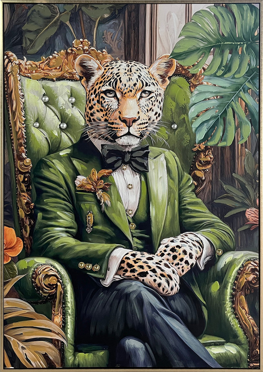 Emerald Aristocrat Hand-Embellished Canvas in Frame