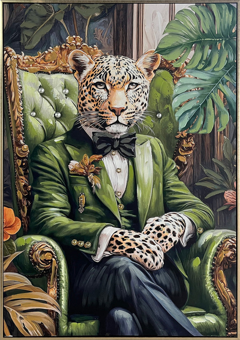 Emerald Aristocrat Hand-Embellished Canvas in Frame