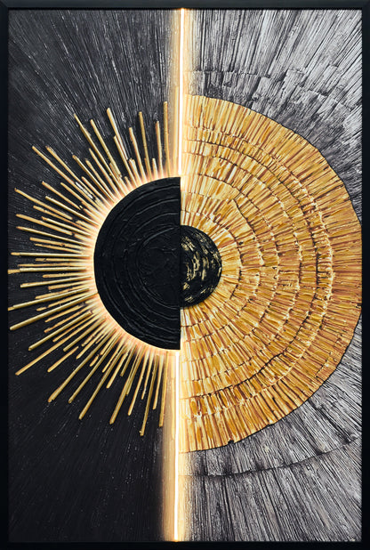 Solar Divide II Hand-Embellished LED Canvas in Frame