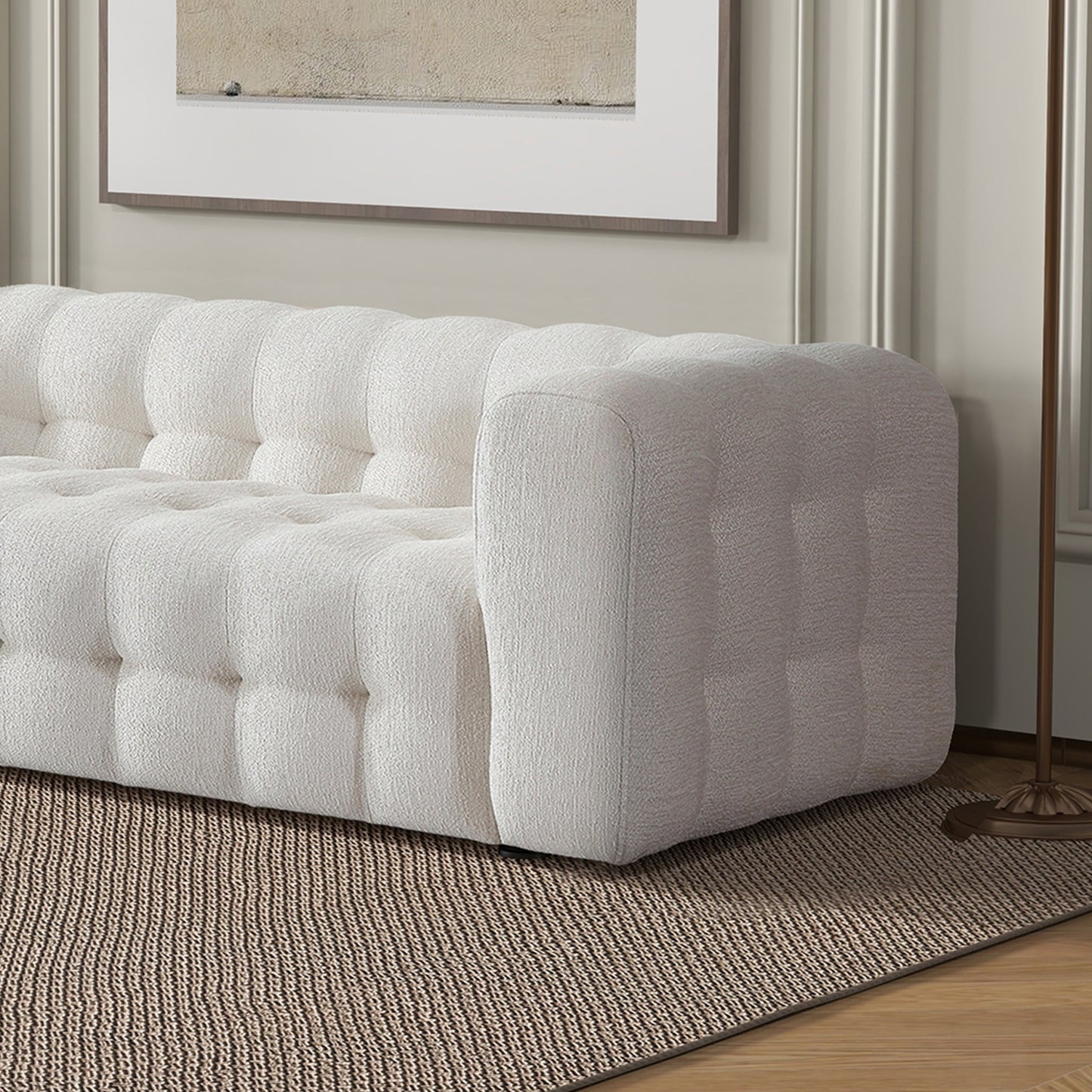 Eden Modern Tufted Chesterfield Cream Boucle Sofa