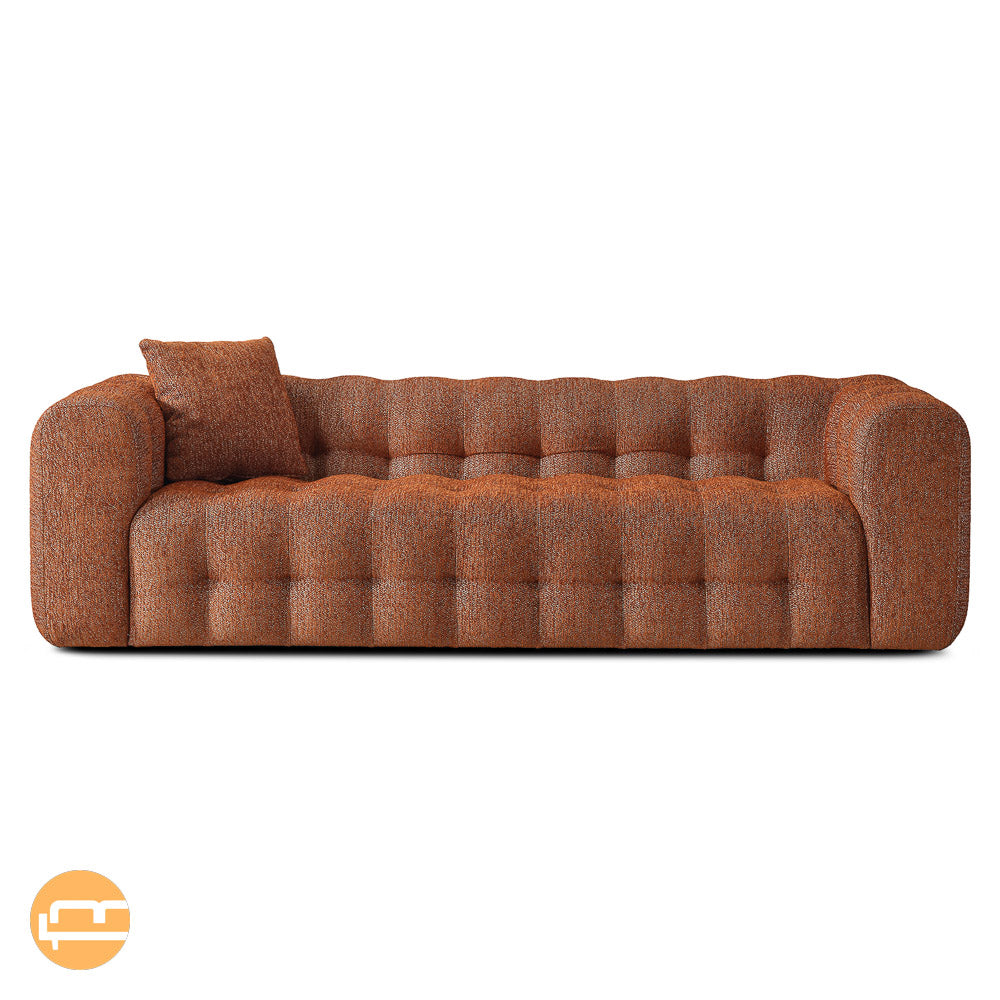 Eden Modern Tufted Chesterfield Orange Boucle Sofa