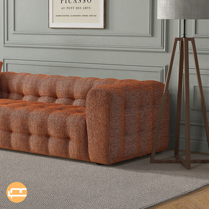 Eden Modern Tufted Chesterfield Orange Boucle Sofa