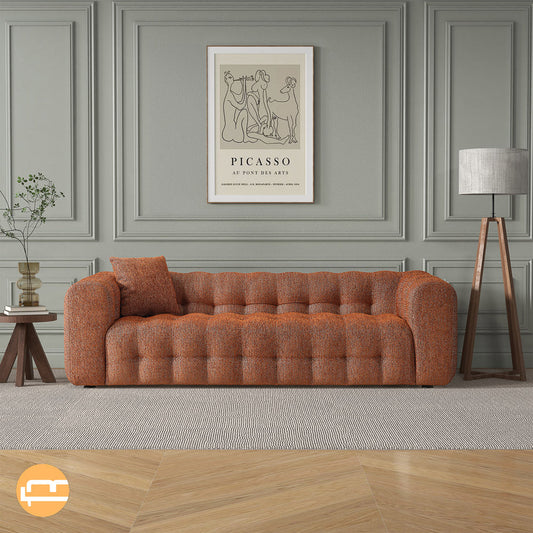 Eden Modern Tufted Chesterfield Orange Boucle Sofa