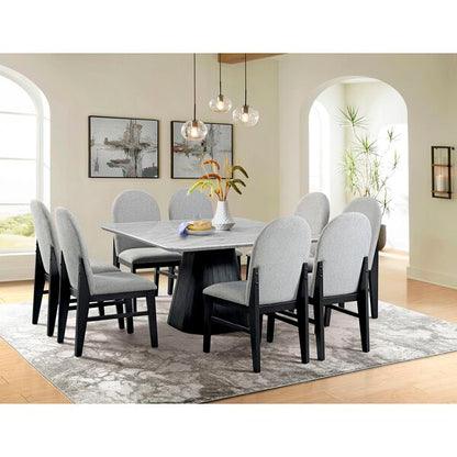 Edison Dining Side Chair with Light Grey Fabric in Black