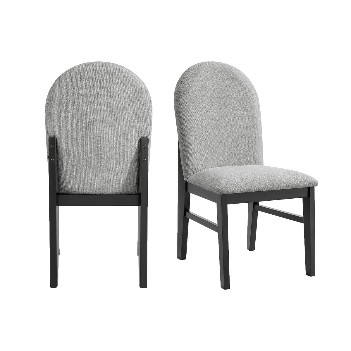 Edison Dining Side Chair with Light Grey Fabric in Black